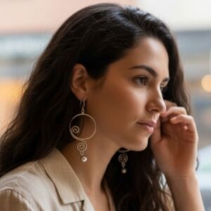 Elegant Real Silver Swirl Dangle Drop Earrings